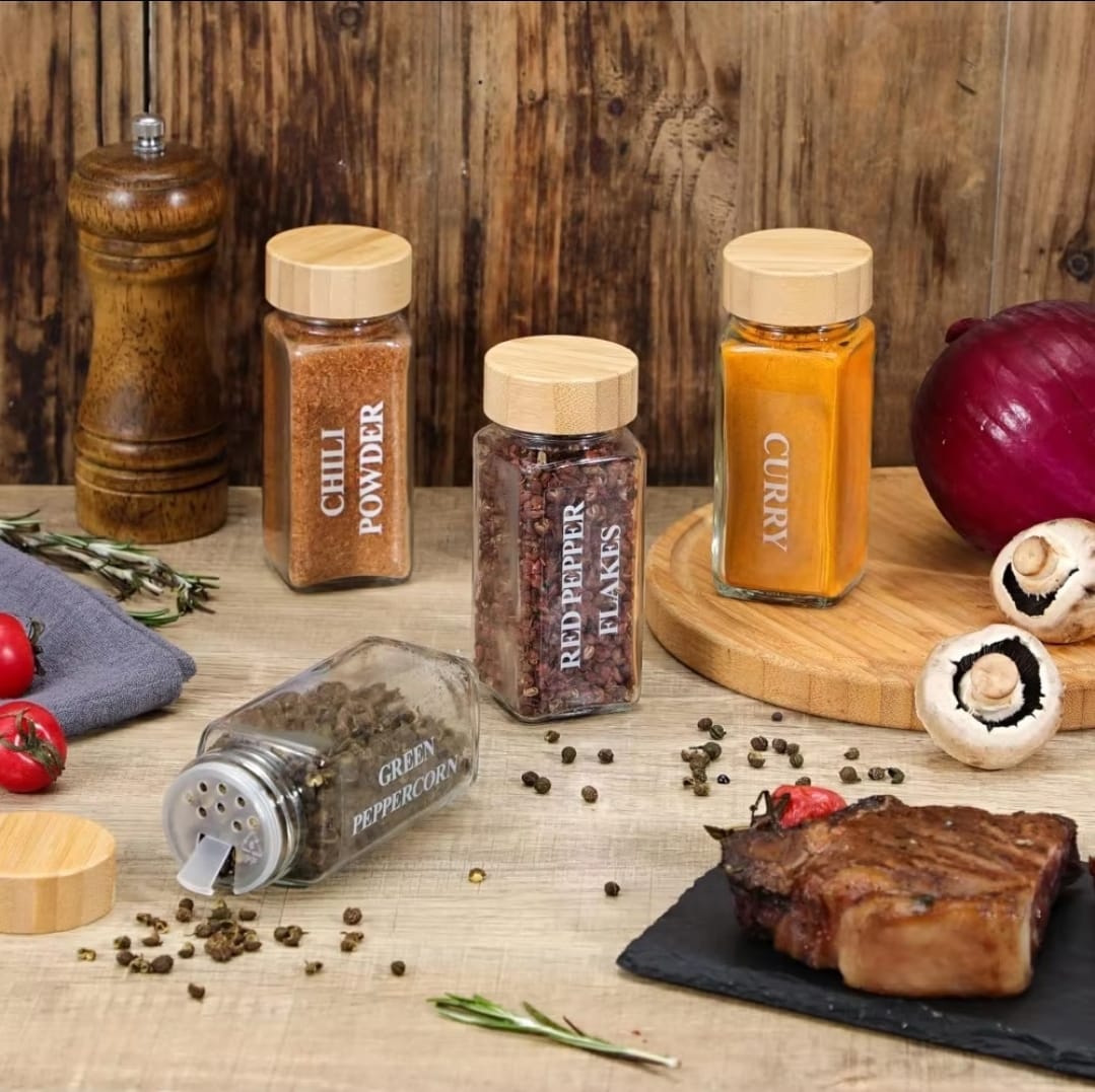29pcs SET GLASS STORAGE JARS WITH BAMBOO LID | - Elegant Households KE