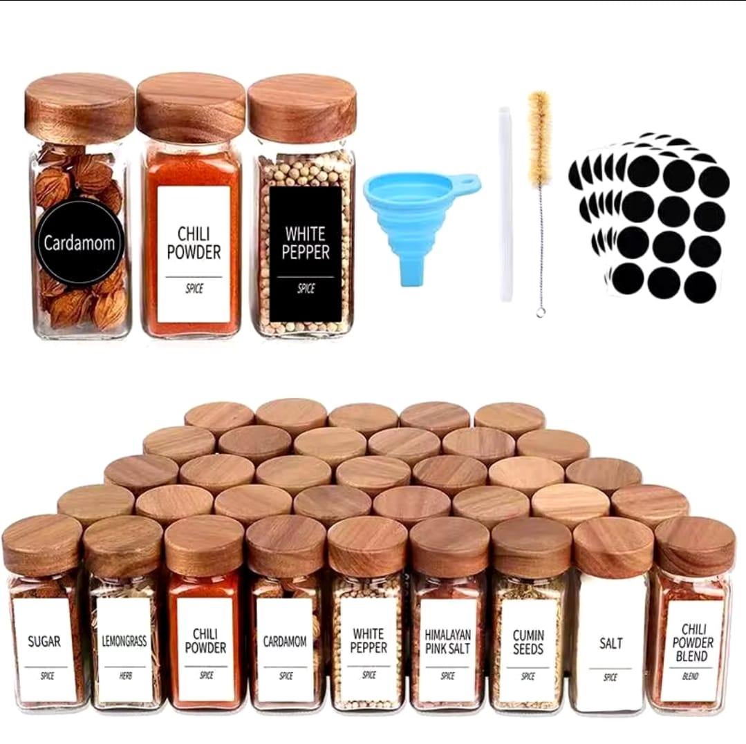 29pcs SET GLASS STORAGE JARS WITH BAMBOO LID | - Elegant Households KE