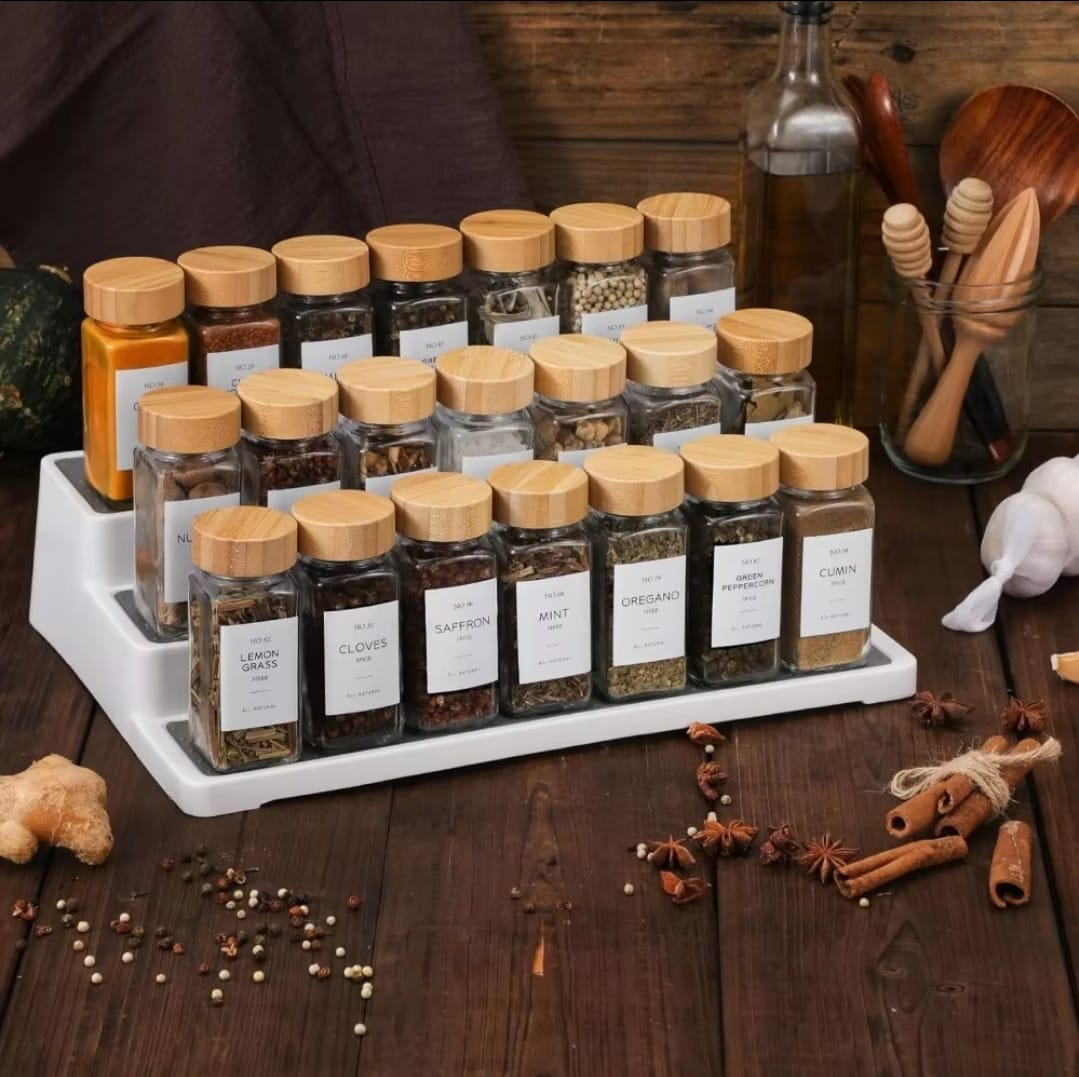 29pcs SET GLASS STORAGE JARS WITH BAMBOO LID | - Elegant Households KE