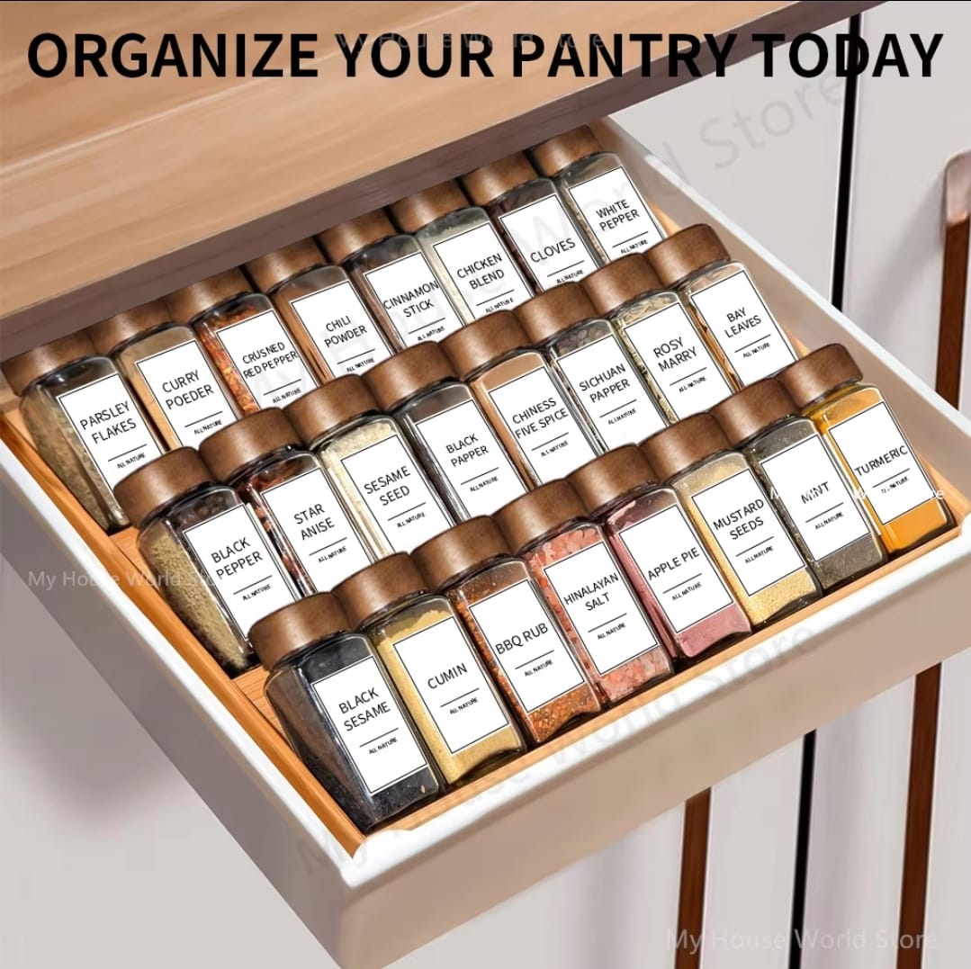29pcs SET GLASS STORAGE JARS WITH BAMBOO LID | - Elegant Households KE