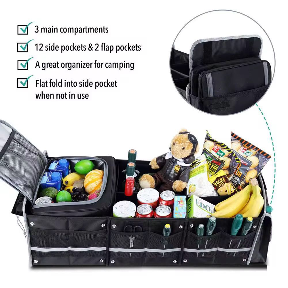 2in1 Collapsible Car Boot Organizer 90cm with Insulated Cooler Bag | - Elegant Households KE