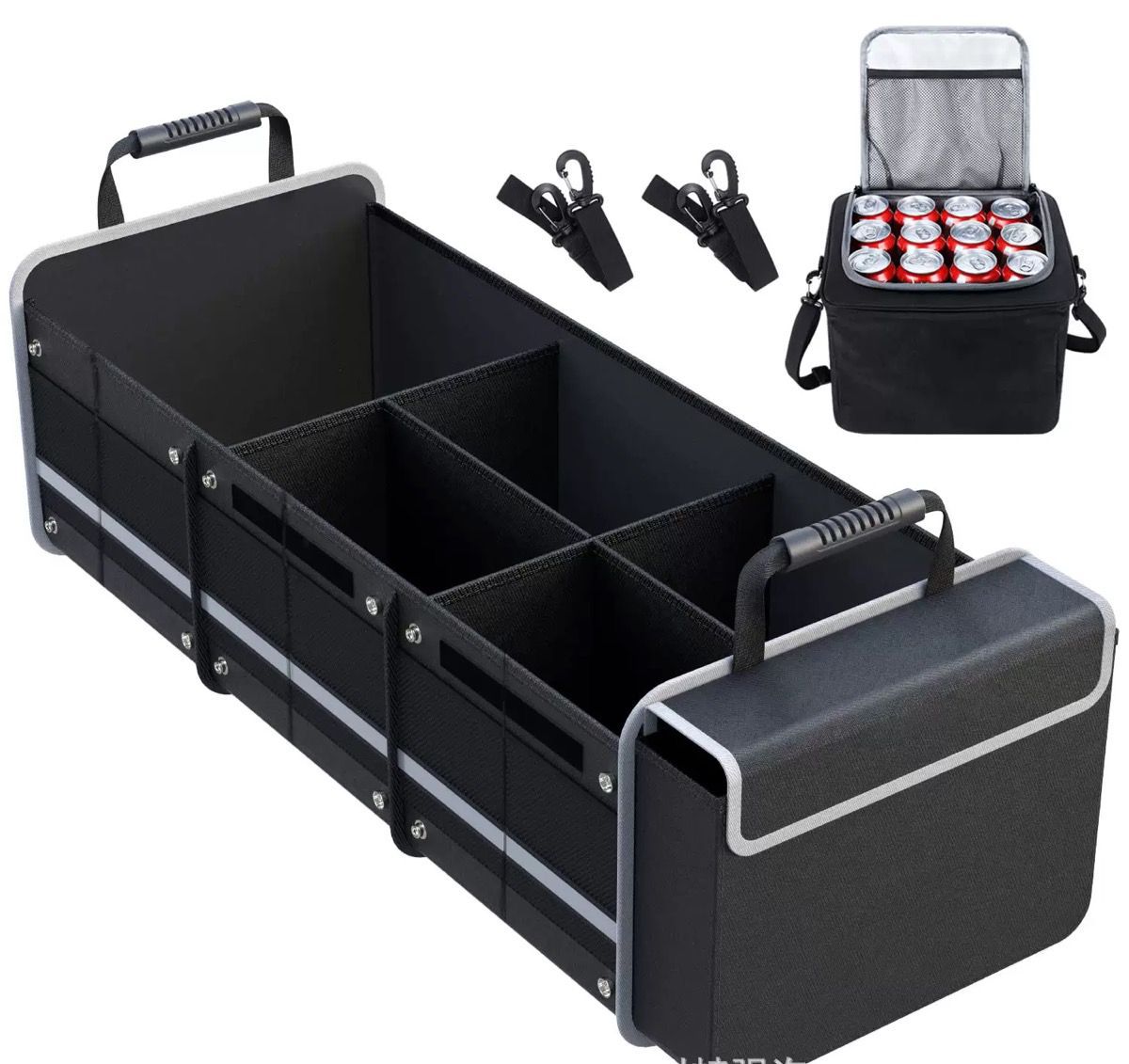 2in1 Collapsible Car Boot Organizer 90cm with Insulated Cooler Bag – Heavy Duty Storage for Groceries & Travel | - Elegant Households KE