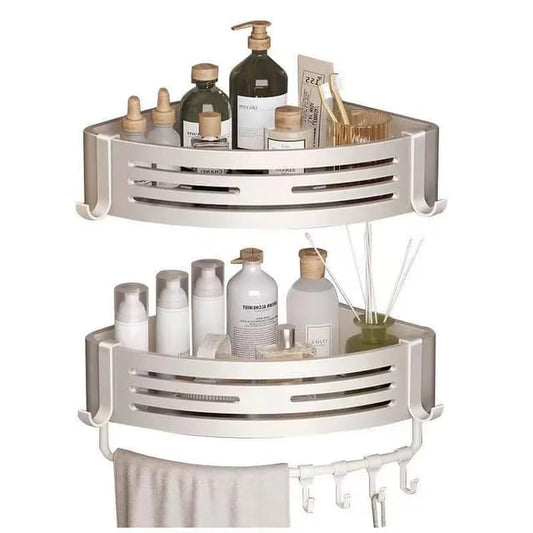 2pcs Corner Aluminum wall mounted Bathroom Shelf Set | - Elegant Households KE