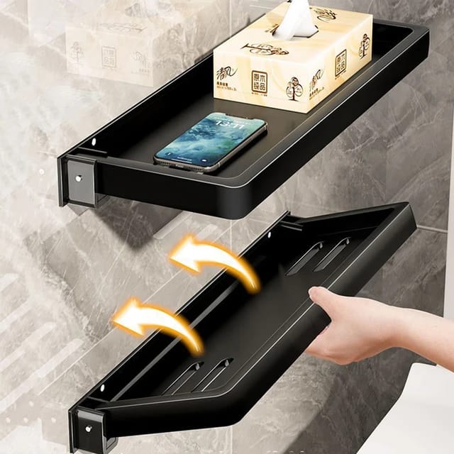 2pcs Foldable Metallic Rectangular Multi - purpose Floating shelf | - Elegant Households KE