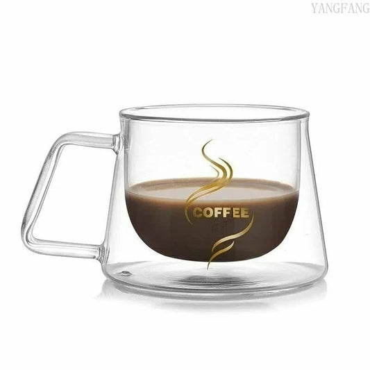 2pcs Heat - Resistant Double Wall Glass Coffee Mug – 200ml Borosilicate Cups | - Elegant Households KE