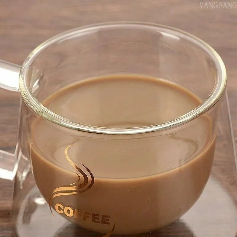 2pcs Heat - Resistant Double Wall Glass Coffee Mug – 200ml Borosilicate Cups | - Elegant Households KE
