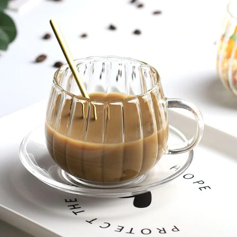 2pcs set Stripped Pumpkin shape borosilicate cups | - Elegant Households KE