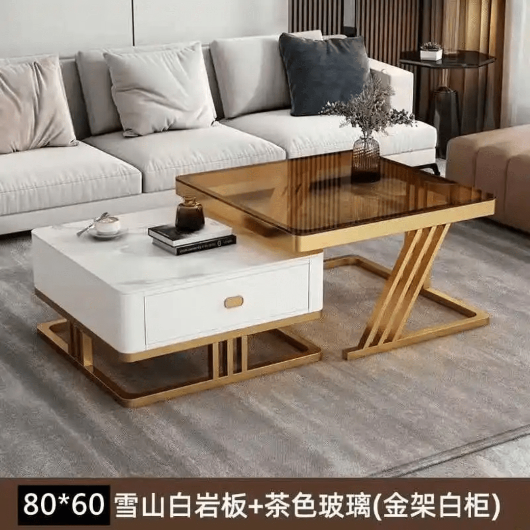 2pcs Square Nesting table set with Drawers | - Elegant Households KE
