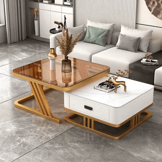2pcs Square Nesting table set with Drawers | - Elegant Households KE
