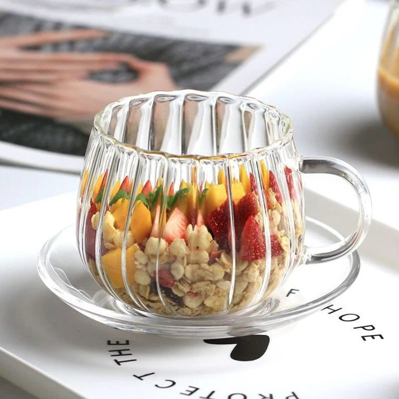 2pcs Stripped Pumpkin shape borosilicate cups  | - Elegant Households KE
