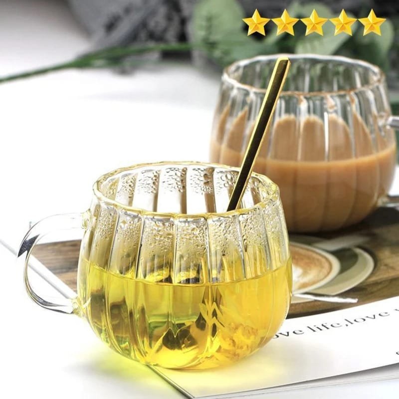 2pcs Stripped Pumpkin shape borosilicate cups  | - Elegant Households KE