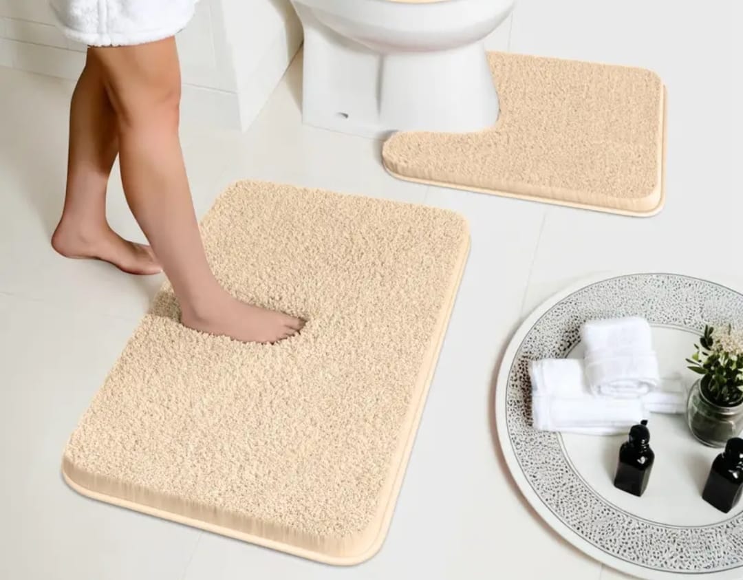 2pcs Ultra - Soft Plush Bath Mat Set | - Elegant Households KE
