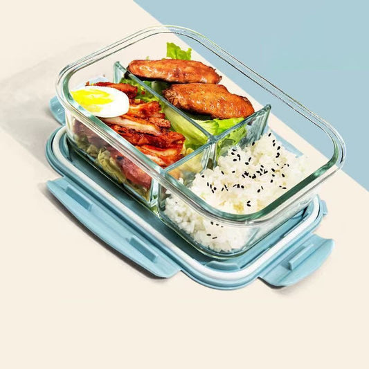 3 GRID GLASS LUNCH BOX | - Elegant Households KE