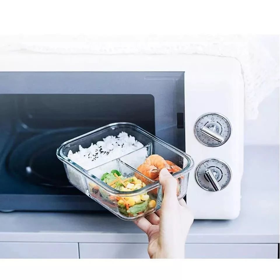 3 GRID GLASS LUNCH BOX | - Elegant Households KE