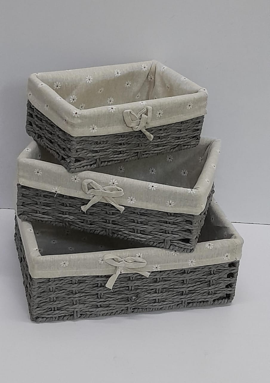 3 In 1 Handmade Rattan Baskets with removable cover cloth | - Elegant Households KE