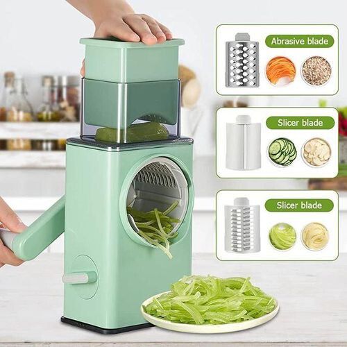 3 in 1 Kitchen manual Drum Rotary cheese Grater round Mandoline vegetable cutter/Slicer/chopper | - Elegant Households KE