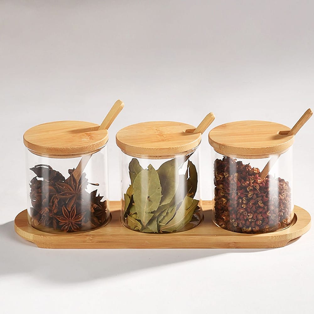 Spice Jars Price in Kenya – 3 in 1 Glass Spice Jars with Lids & Spoon Best Deal