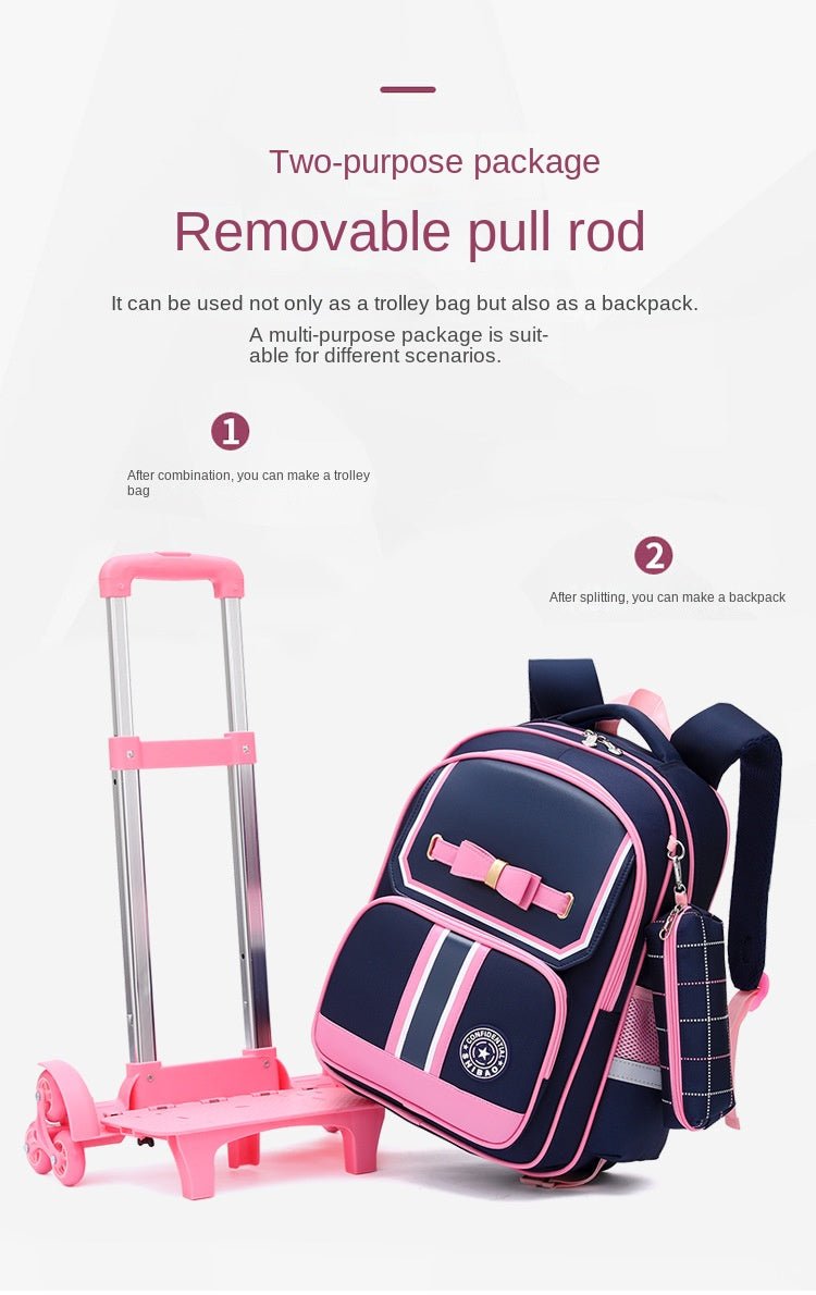 3 in 1 Student High capacity School bag Rolling(detachable) | - Elegant Households KE