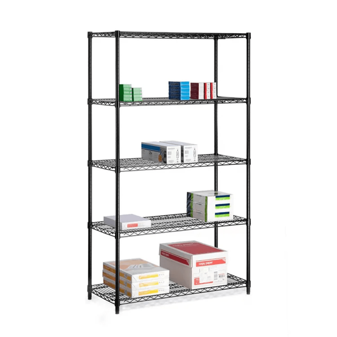3 - Layer Black Carbon Steel Heavy Duty Storage Rack | - Elegant Households KE