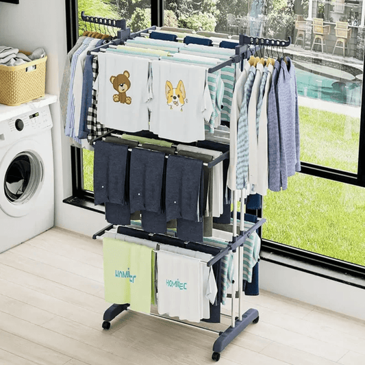 3 Layer Portable / Movable Cloth Drying Rack | - Elegant Households KE