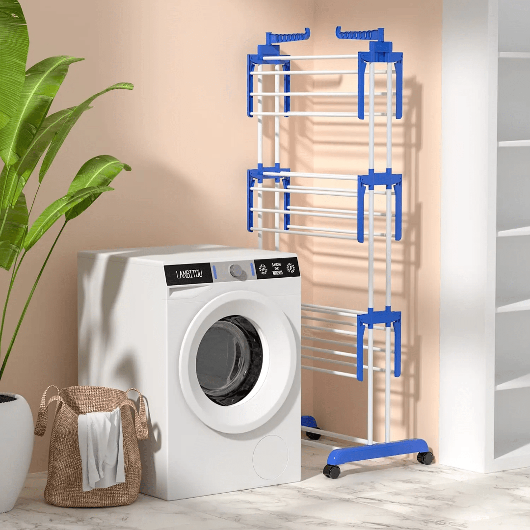 3 Layer Portable / Movable Cloth Drying Rack | - Elegant Households KE