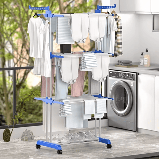 3 Layer Portable / Movable Cloth Drying Rack | - Elegant Households KE