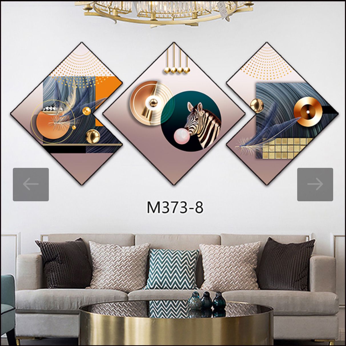 3 Piece 3D Abstract Art 78 Crystal porcelain painting Aluminum Alloy Frame. | - Elegant Households KE