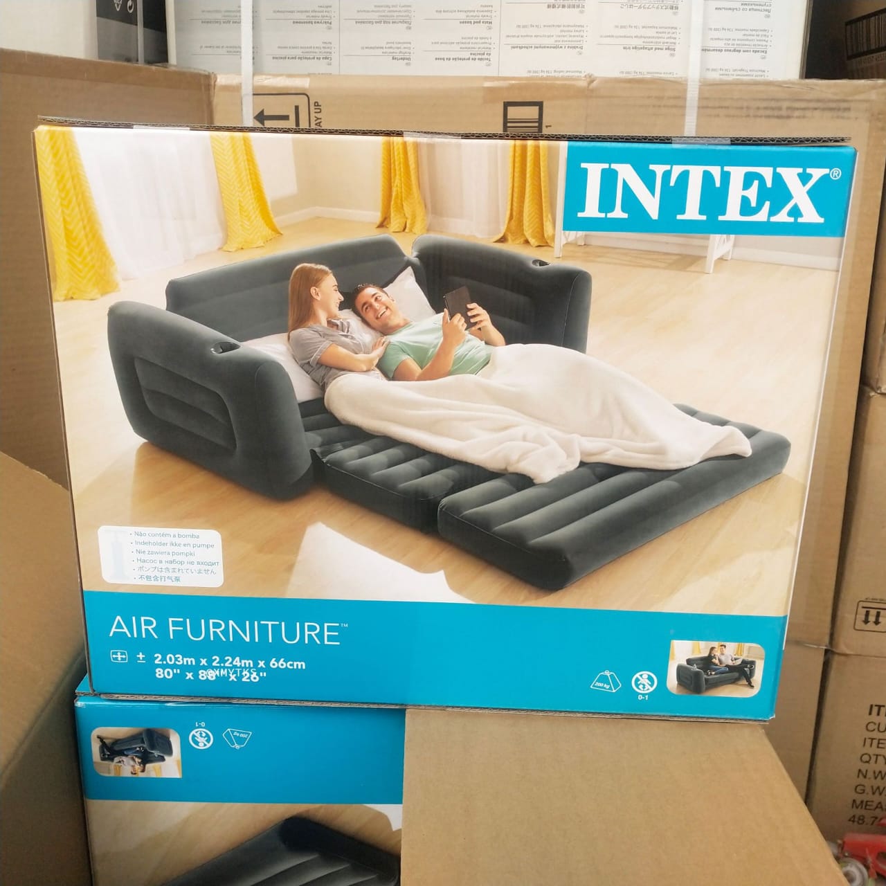 3 seater Intex Inflatable Pull - Out Sofa PLUS FREE Electric / Manual PUMP | - Elegant Households KE