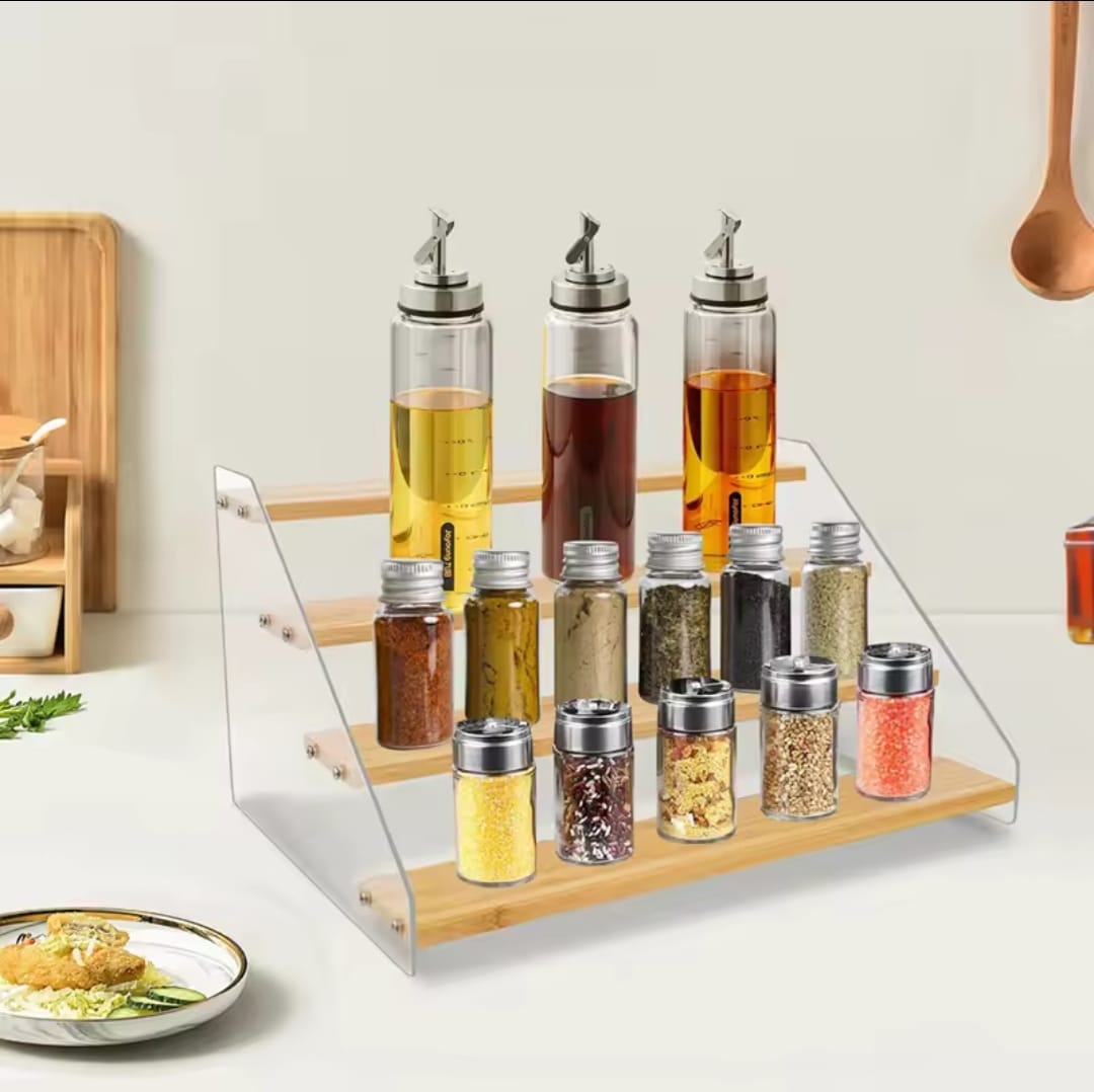 3 Tier Bamboo and Acrylic multi purpose stand | - Elegant Households KE