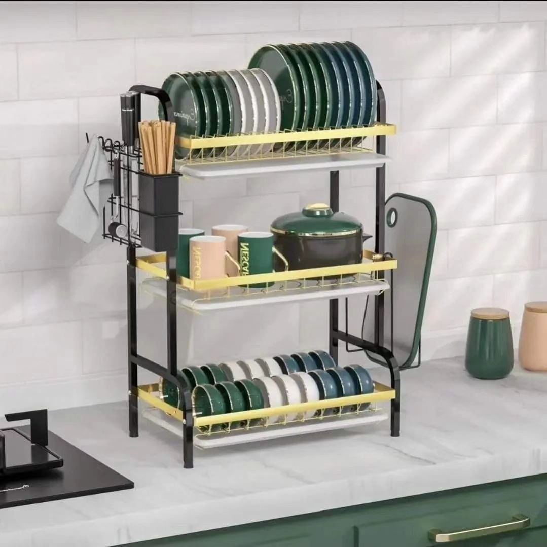 3 Tier Dish Rack with Cutlery Holder & Chop Board Holder | - Elegant Households KE