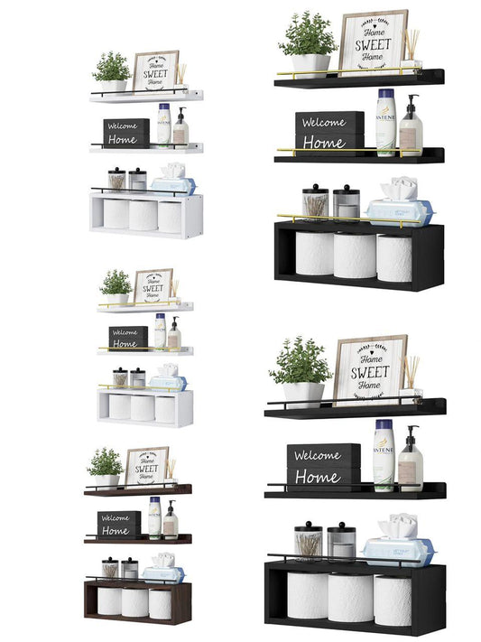 3 tier Solid pine wood bathroom floating shelves | - Elegant Households KE