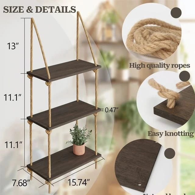 3 Tier Wooden Floating Shelf | - Elegant Households KE