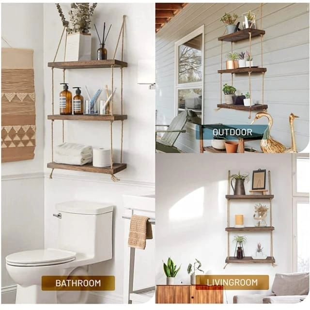 3 Tier Wooden Floating Shelf | - Elegant Households KE