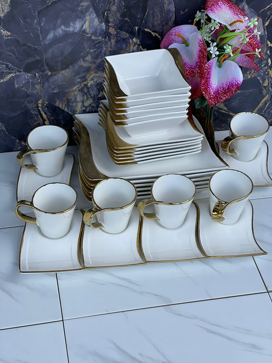30pcs GOLD UNIQUE DINNER SET | - Elegant Households KE