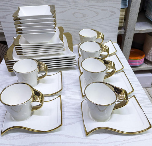 30pcs GOLD UNIQUE DINNER SET | - Elegant Households KE