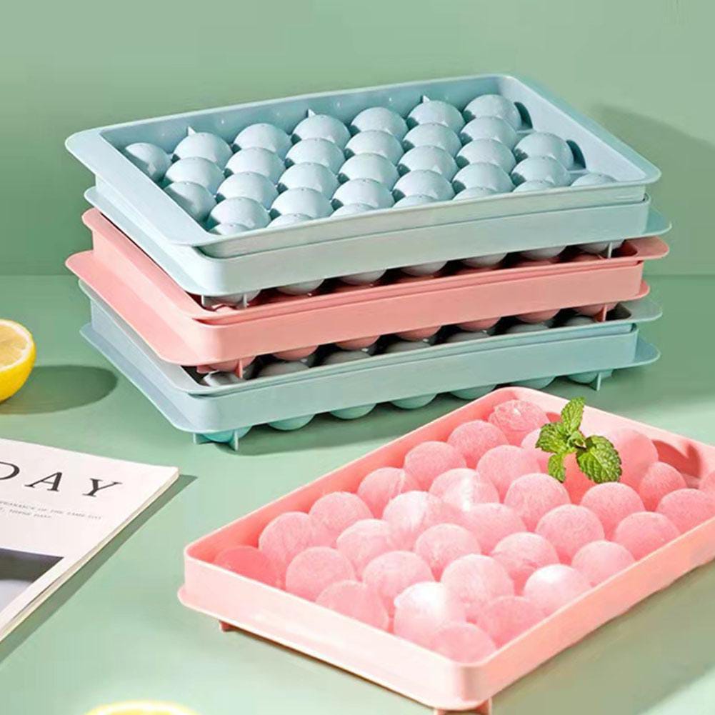 33 - Grid Mini Round Ice Cube Tray Mould with Lid | - Elegant Households KE