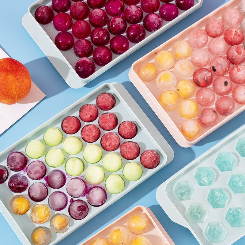 33 - Grid Mini Round Ice Cube Tray Mould with Lid | - Elegant Households KE