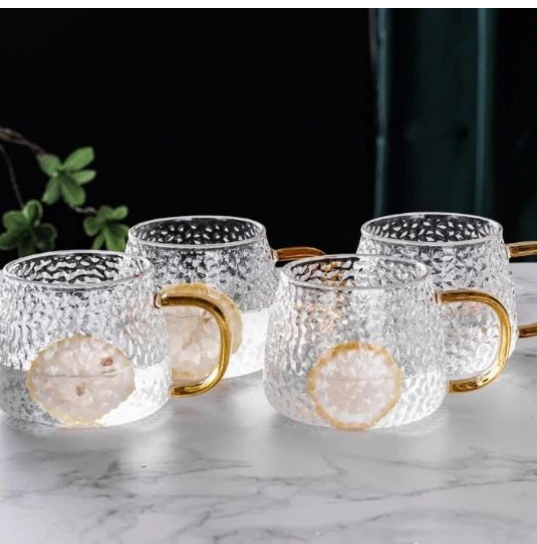350 ml Hammer Patterned Glass Cups | - Elegant Households KE