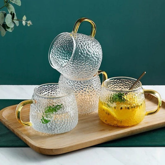 350 ml Hammer Patterned Glass Cups | - Elegant Households KE