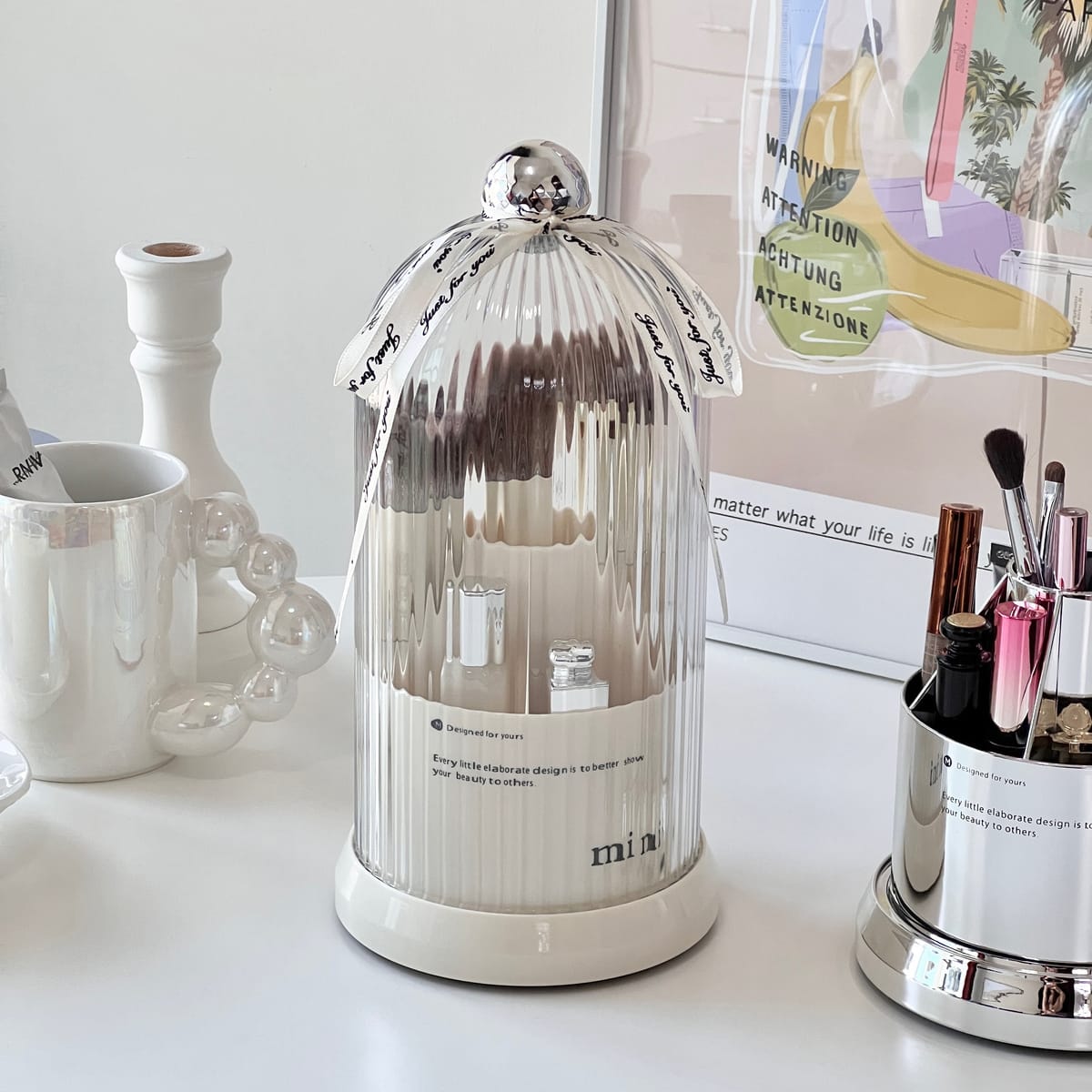 360 Rotating Desktop Makeup Brushes Holder Portable Desktop Makeup Organizer | - Elegant Households KE