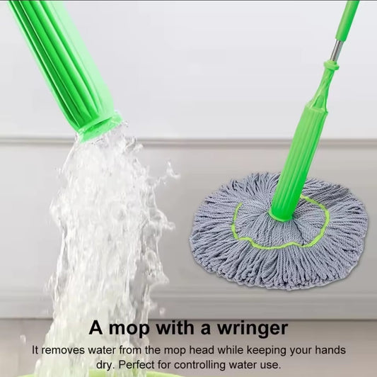 360 rotating Self Wringing Bamboo Twist Mop | - Elegant Households KE