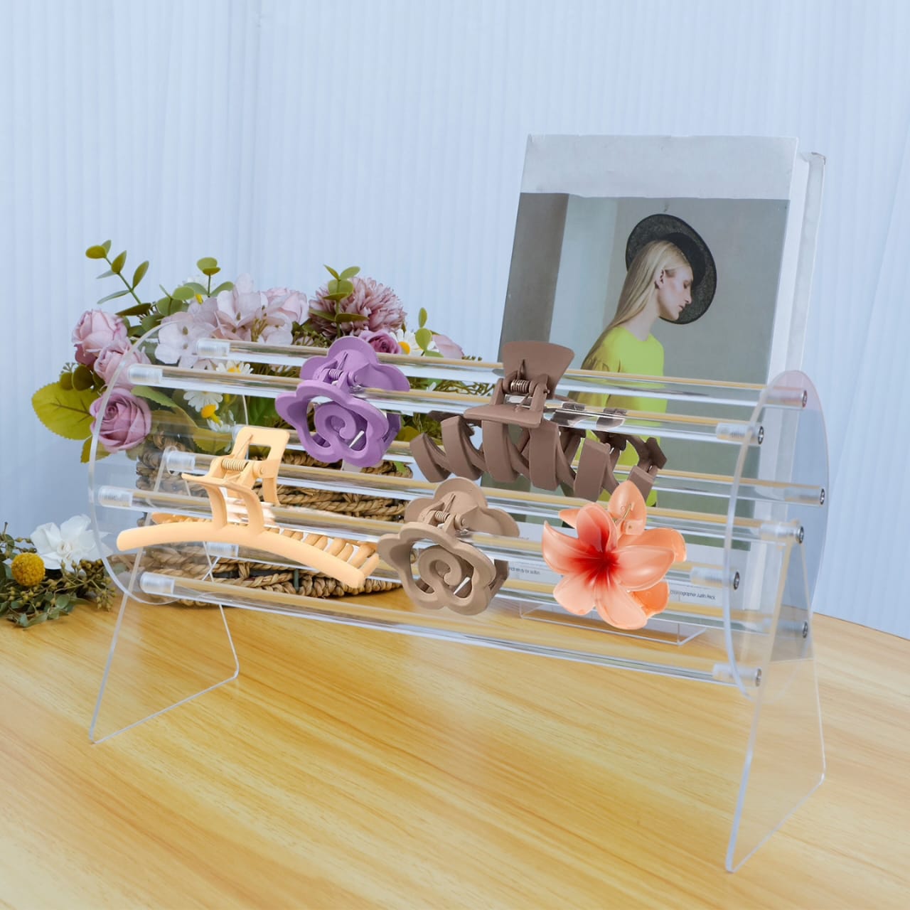 360°Rotating Acrylic Headband Holder/Claw clip Organizer | - Elegant Households KE