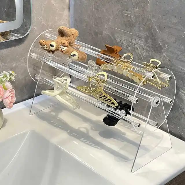 360°Rotating Acrylic Headband Holder/Claw clip Organizer | - Elegant Households KE