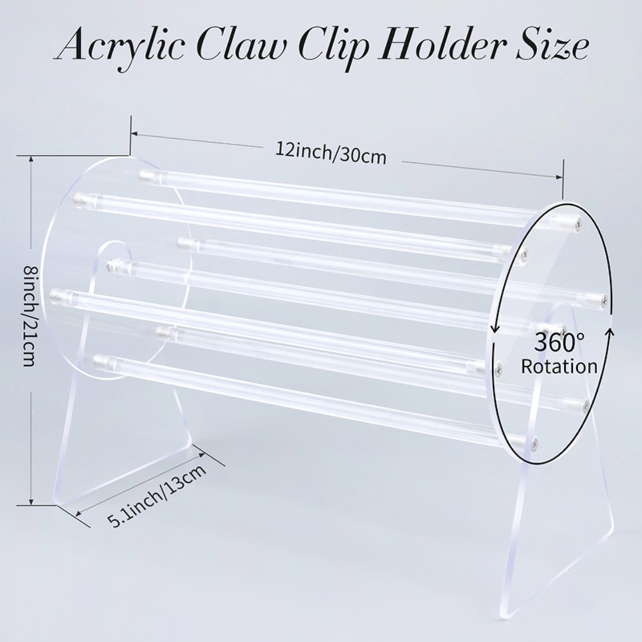 360°Rotating Acrylic Headband Holder/Claw clip Organizer | - Elegant Households KE