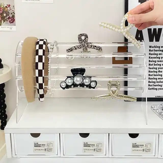 360°Rotating Acrylic Headband Holder/Claw clip Organizer | - Elegant Households KE
