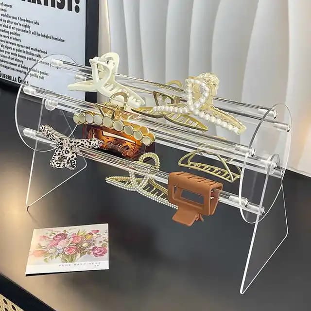 360°Rotating Acrylic Headband Holder/Claw clip Organizer | - Elegant Households KE