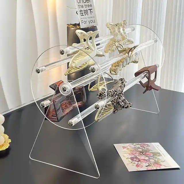 360°Rotating Acrylic Headband Holder/Claw clip Organizer | - Elegant Households KE