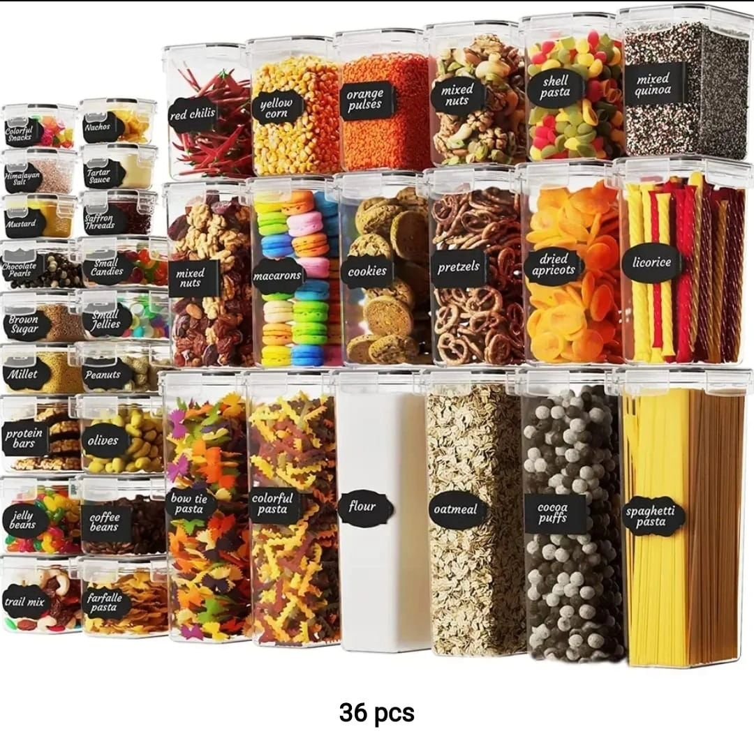 BPA Free Airtight Plastic Container – Stackable Pantry Storage Set