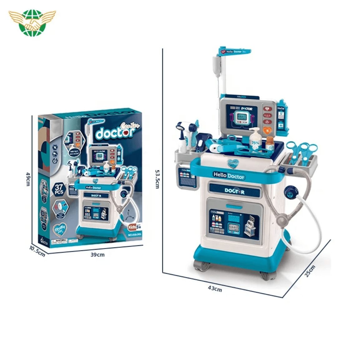 37 - pieces Kids Doctor Playset with Medical Cart – Pretend Medical Kit | - Elegant Households KE