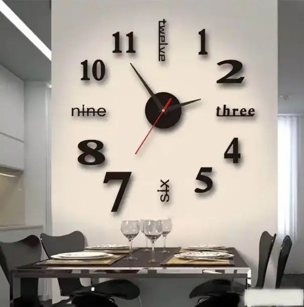 3D Large Roman Numeral Acrylic Mirror Wall Clock Sticker with Pendulum | - Elegant Households KE